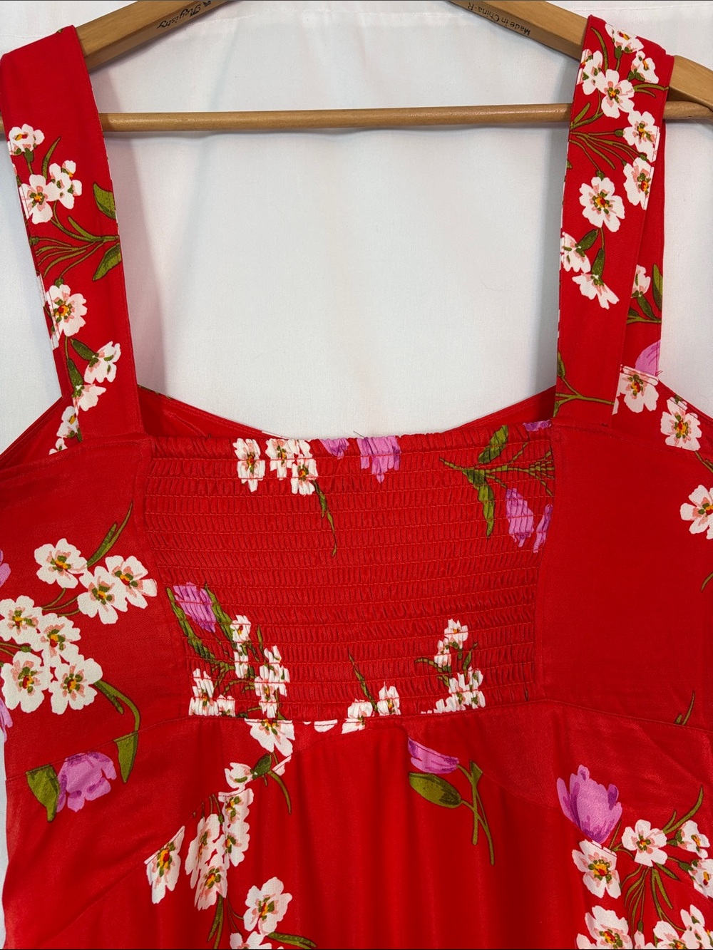 MAEVE by Anthropologie Red Floral Midi Dress with Pink & White Accents Size M - Picture 6 of 10